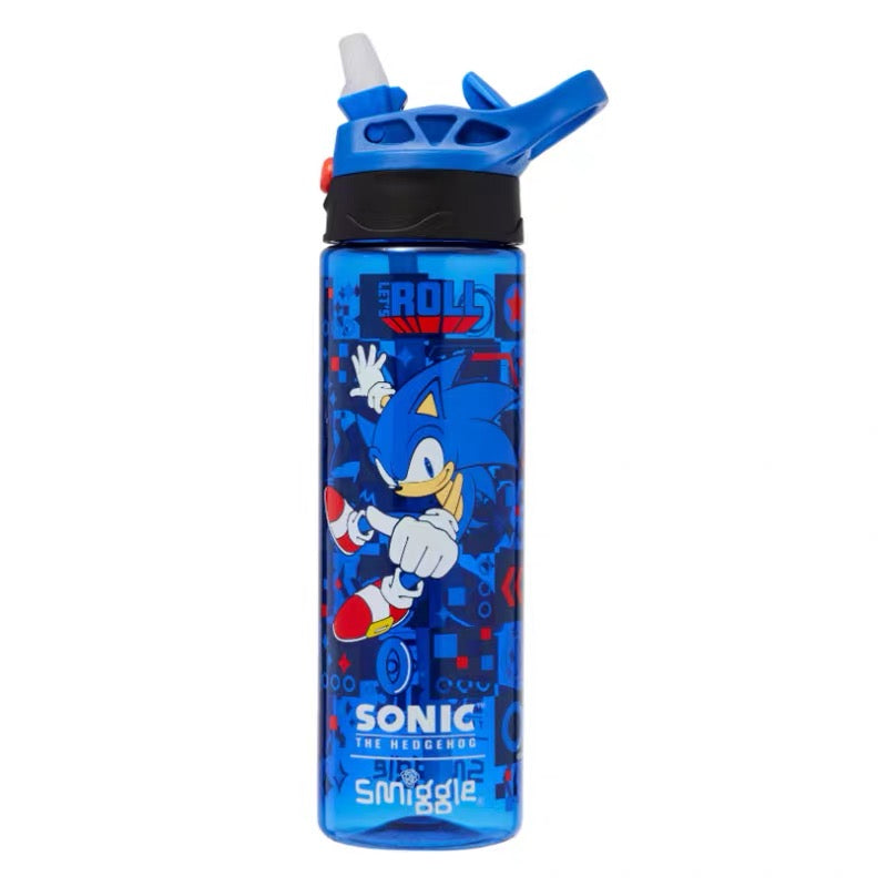 Smiggle Sonic The Hedgehog Plastic Flip Drink Bottle 650ml