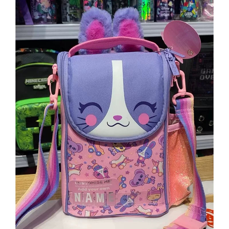 Smiggle Pink Rabbit Roller Skate Crossbody Lunch Bag