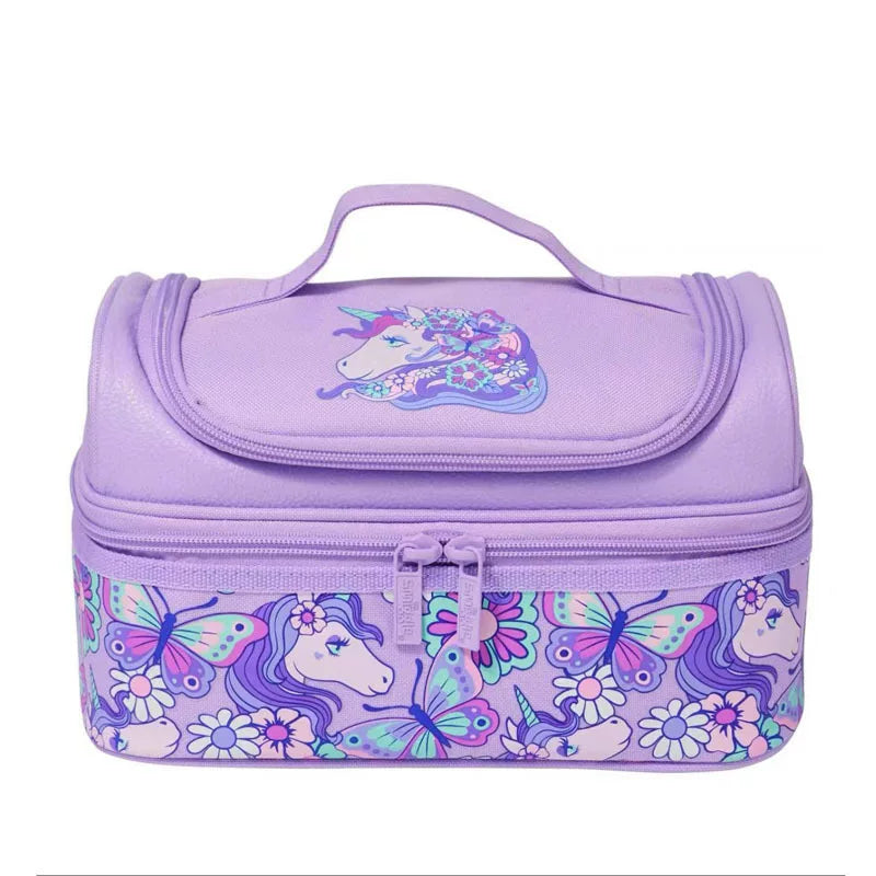 Smiggle Dark Purple Floral Unicorn Hand-Carry Lunch Bag