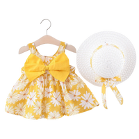 Baby Girl Daisy Floral Tank Dress & Hat Set