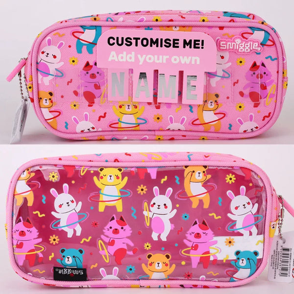 Smiggle Pink Dancing Bear Translucent Name Card Pencil Case