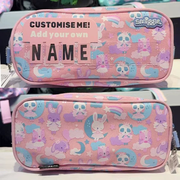 Smiggle Pink Moon Rabbit Name Card Pencil Case