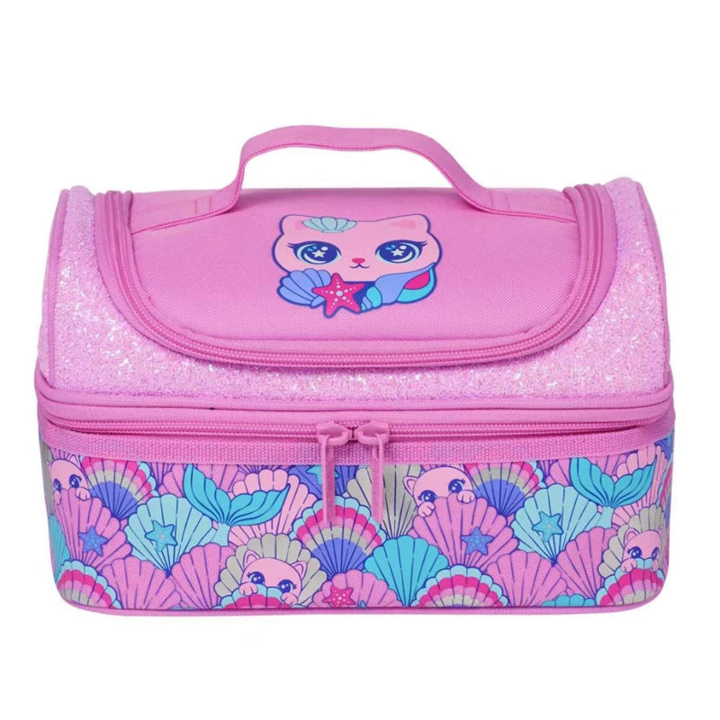 Smiggle Wine Red Shell Cat Hand-Carry Lunch Bag
