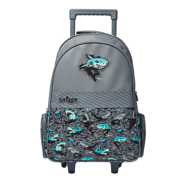 Kids Pre-order Trolley School Bag - Grey Shark Battle