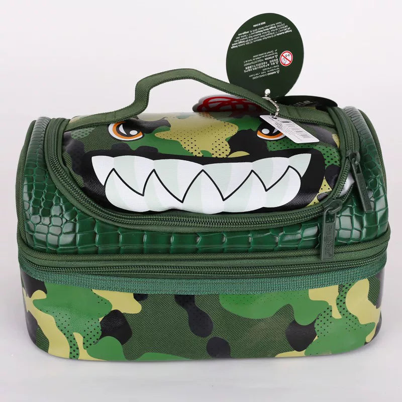 Smiggle Green Fang Dinosaur Hand-Carry Lunch Bag