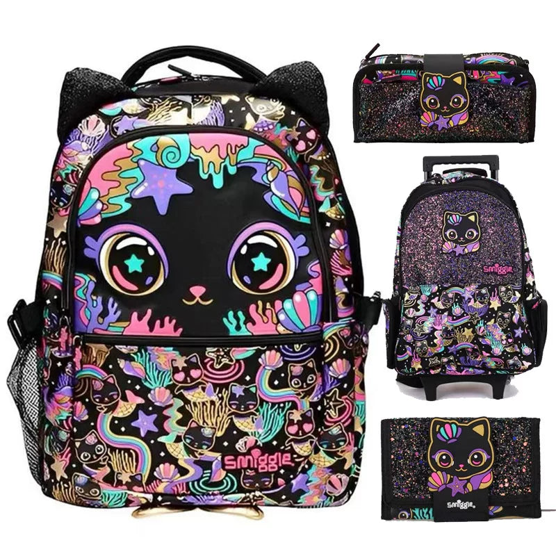 Smiggle Style Black Cat School Bag & Accessories - Black Cat Large School Backpack - 42 x 30 cm