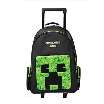 Kids Pre-order Trolley School Bag - Green Pixel Game