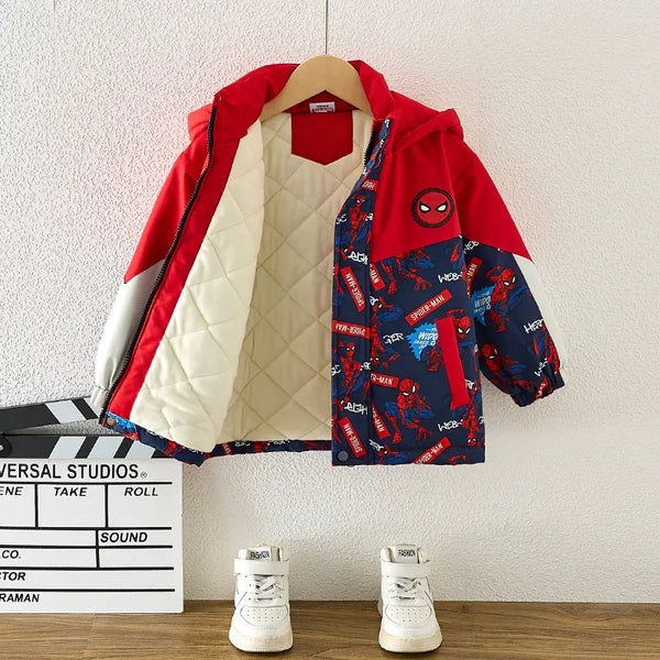 Boys superhero print fleece-lined hooded jacket