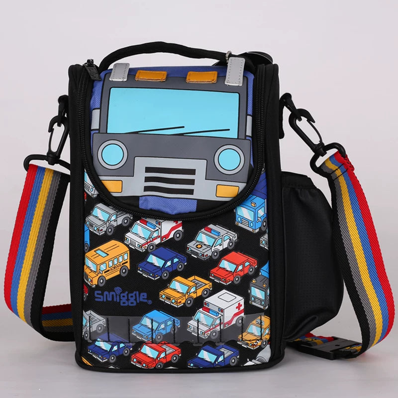 Smiggle Black Race Car Crossbody Lunch Bag