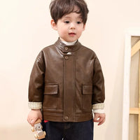 Boys vintage PU leather jacket - Brown