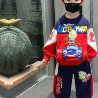 Boys superhero print sweatshirt and jogger set - Navy Blue