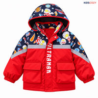 Kids Ultraman winter jacket and jogger set detail view