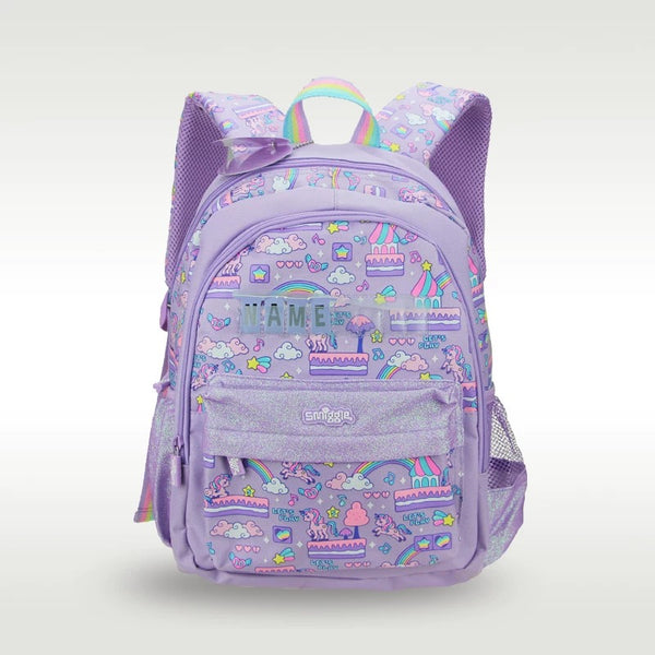 Smiggle Purple Doodle Backpack - Front view
